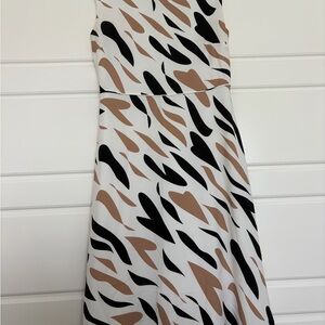 Ann Taylor Black and Tan Abstract Midi Dress